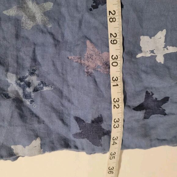 Womens Linen Star Pattern Dress Size XL Mini Shirt Dress Novelty Print Celestial - Picture 4 of 5